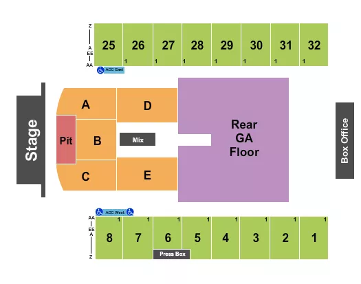 ENDSTAGE PIT 3 Seating Map Seating Chart