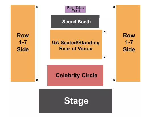 CELEBRITY GA TABLES Seating Map Seating Chart