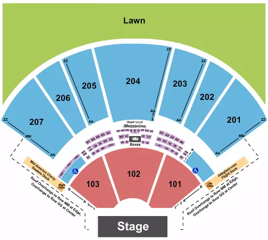 HOLLYWOOD CASINO AMPHITHEATRE MO ENDSTAGE 4 Seating Map Seating Chart