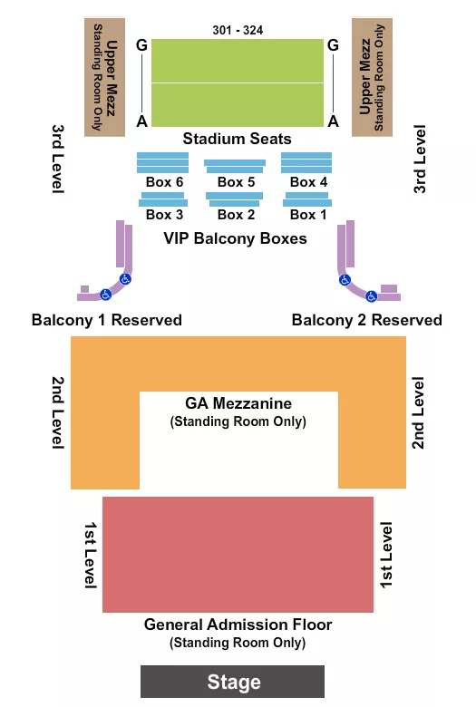 CITIZENS HOUSE OF BLUES BOSTON END STAGE Seating Map Seating Chart