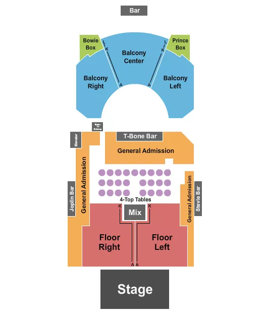 HOUSE OF BLUES HOUSTON ENDSTAGE RESERVED FLOOR 3 Seating Map Seating Chart