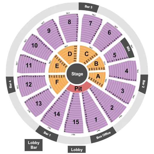 CENTER STAGE Seating Map Seating Chart