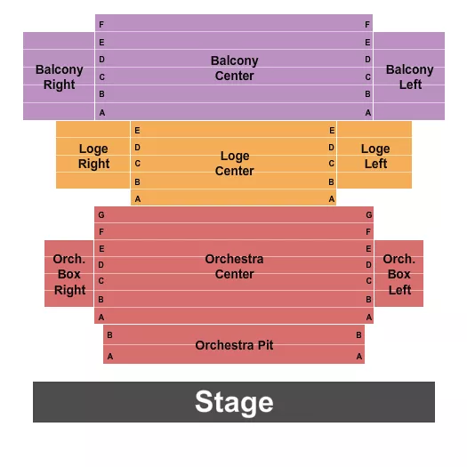 HOWARD L SCHROTT CENTER FOR THE ARTS ENDSTAGE Seating Map Seating Chart