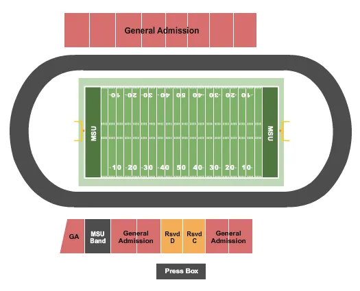 HUGHES STADIUM MD FOOTBALL 2020 Seating Map Seating Chart