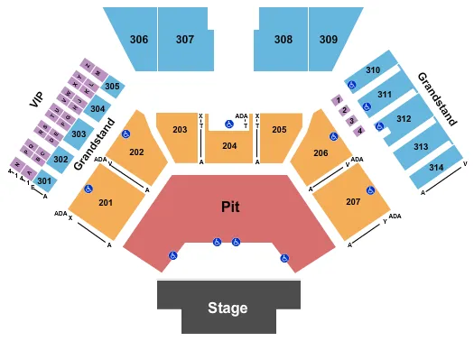 ENDSTAGE PIT 200 NO LAWN Seating Map Seating Chart