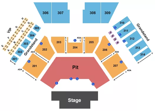 ENDSTAGE PIT 200 NO LAWN Seating Map Seating Chart