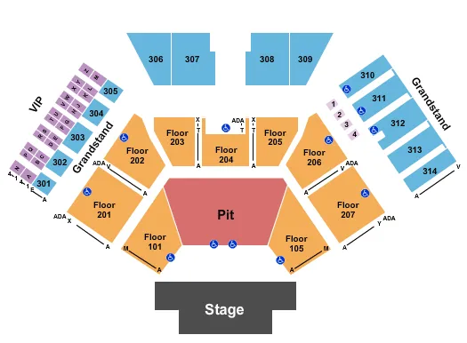 ENDSTAGE PIT NO LAWN Seating Map Seating Chart