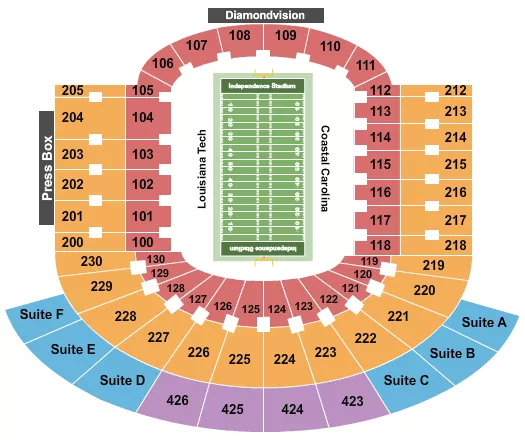 INDEPENDENCE BOWL Seating Map Seating Chart