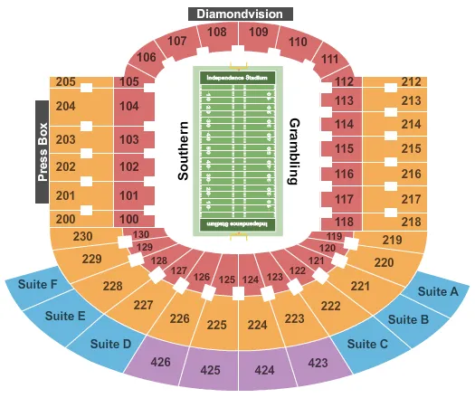 BAYOU CLASSIC Seating Map Seating Chart