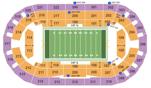 INDOOR FOOTBALL Seating Map Seating Chart