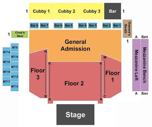IRON CITY BIRMINGHAM ENDSTAGE RSV GA FLOOR Seating Map Seating Chart