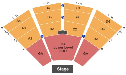 ISLETA RESORT CASINO SHOWROOM ENDSTAGE GA FRONT Seating Map Seating Chart