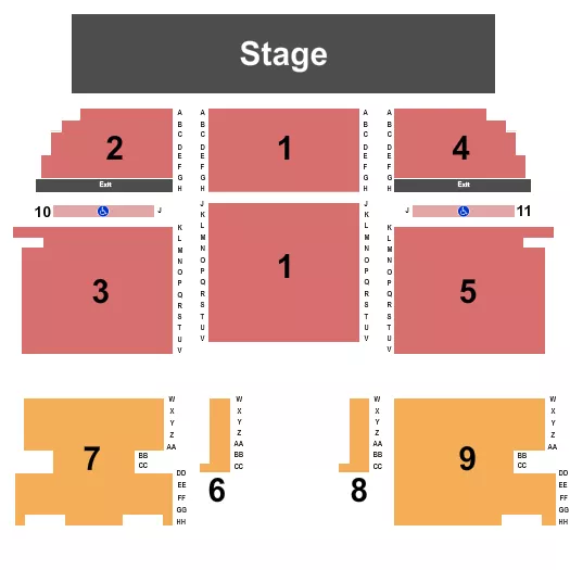 J EVERETT COLLINS CENTER FOR THE PERFORMING ARTS ENDSTAGE 2 Seating Map Seating Chart