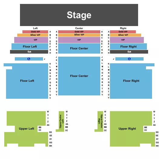 J EVERETT COLLINS CENTER FOR THE PERFORMING ARTS ENDSTAGE Seating Map Seating Chart