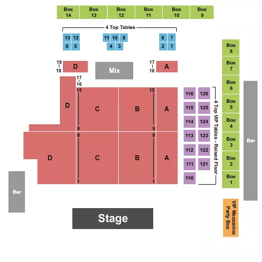 ENDSTAGE RESERVED Seating Map Seating Chart