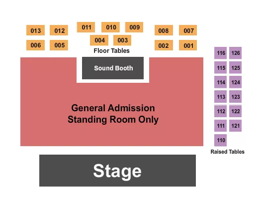 GA FLOOR TABLES Seating Map Seating Chart