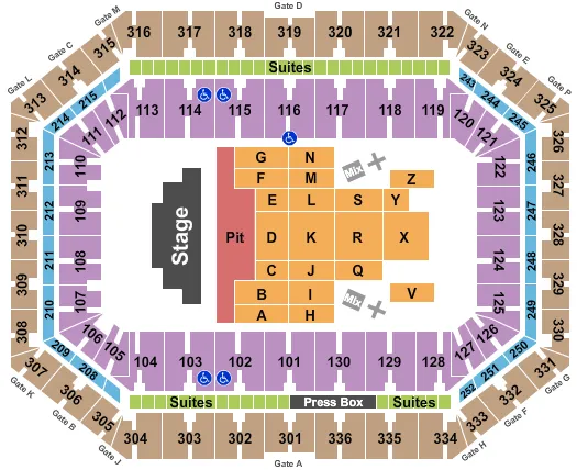 RED HOT CHILI PEPPERS Seating Map Seating Chart