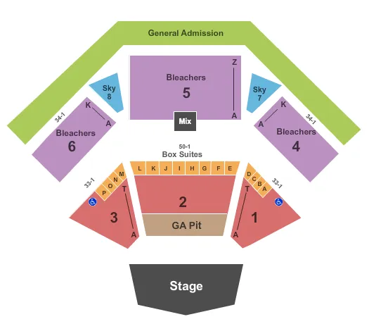 ENDSTAGE SMALL PIT Seating Map Seating Chart