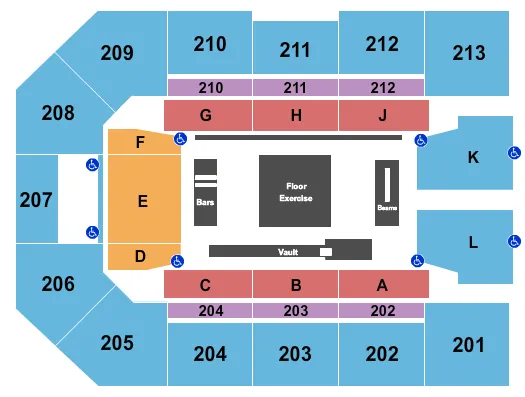 JAMES T VALVANO ARENA AT REYNOLDS COLISEUM GYMNASTICS Seating Map Seating Chart