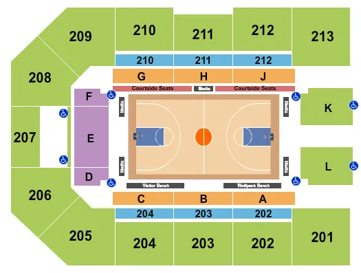 JAMES T VALVANO ARENA AT REYNOLDS COLISEUM WOMENS BASKETBALL Seating Map Seating Chart