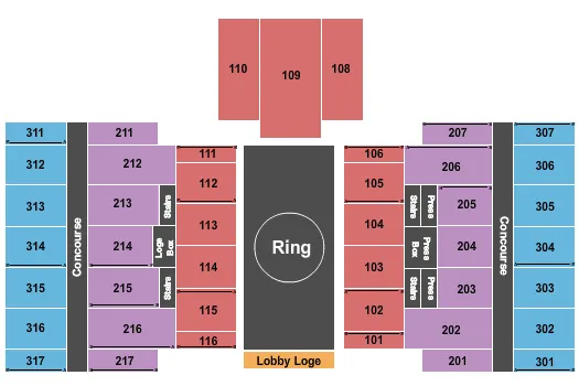 JERSEY MIKES ARENA WRESTLING Seating Map Seating Chart