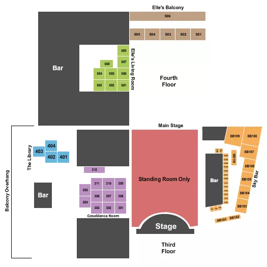 JIMMYS JAZZ BLUES CLUB ENDSTAGE SRO Seating Map Seating Chart