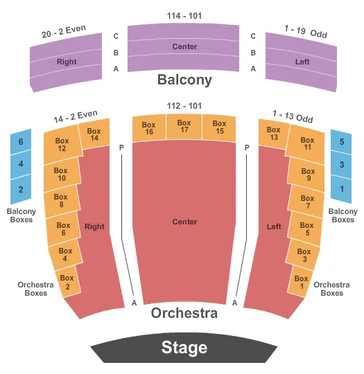 JOAN C EDWARDS PERFORMING ARTS CENTER END STAGE Seating Map Seating Chart