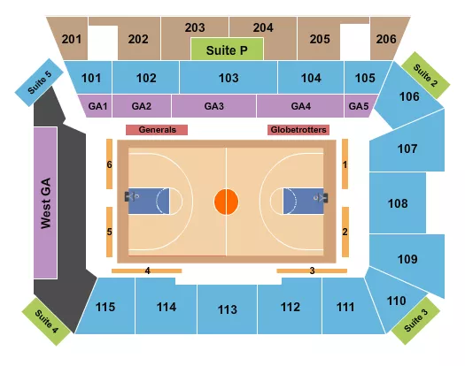 BASKETBALL GLOBETROTTERS Seating Map Seating Chart