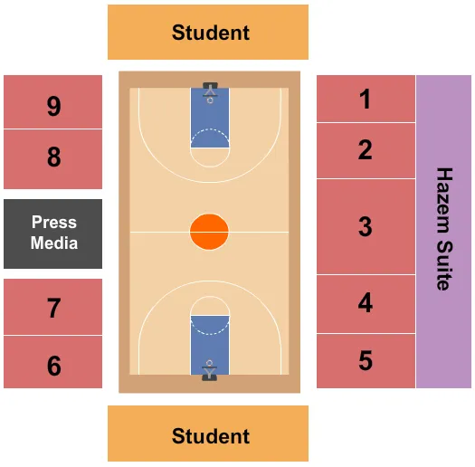 JOHN A DASKALAKIS ATHLETIC CENTER BASKETBALL Seating Map Seating Chart