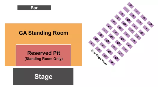 JOHNNYS STEAKS BAR BE QUE SALADO ENDSTAGE RESERVED PIT Seating Map Seating Chart