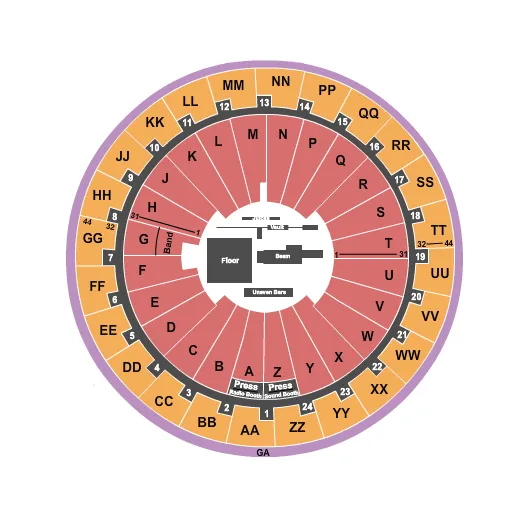 JON M HUNTSMAN CENTER GYMNASTICS Seating Map Seating Chart