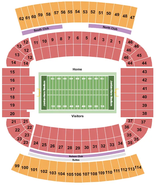 JORDAN HARE STADIUM FOOTBALL Seating Map Seating Chart