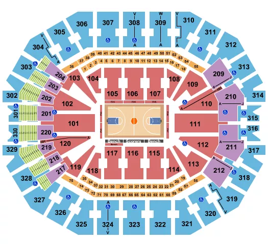 KFC YUM CENTER BASKETBALL Seating Map Seating Chart