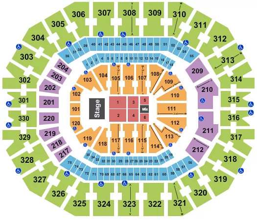 KFC YUM CENTER ENDSTAGE 6 Seating Map Seating Chart