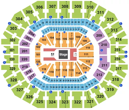KFC YUM CENTER FORREST FRANK Seating Map Seating Chart