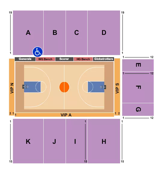 BASKETBALL GLOBETROTTERS Seating Map Seating Chart