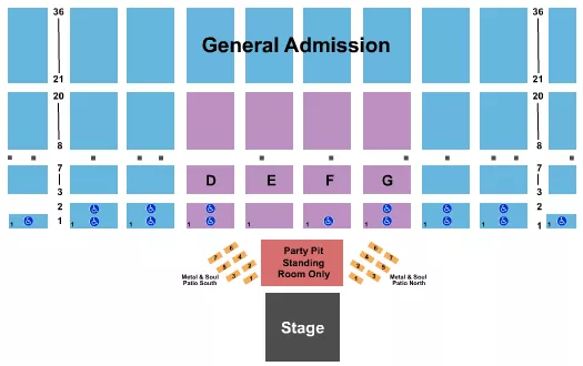 ENDSTAGE RESERVED PARTY PIT Seating Map Seating Chart