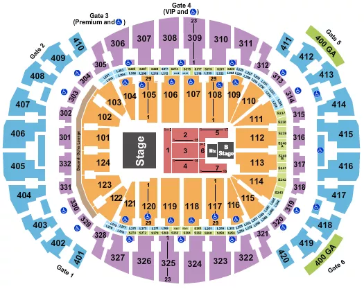 ENDSTAGE WITH B STAGE Seating Map Seating Chart