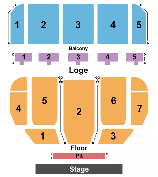KEITH ALBEE PERFORMING ARTS CENTER ENDSTAGE PIT Seating Map Seating Chart