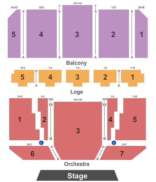 KEITH ALBEE PERFORMING ARTS CENTER END STAGE Seating Map Seating Chart