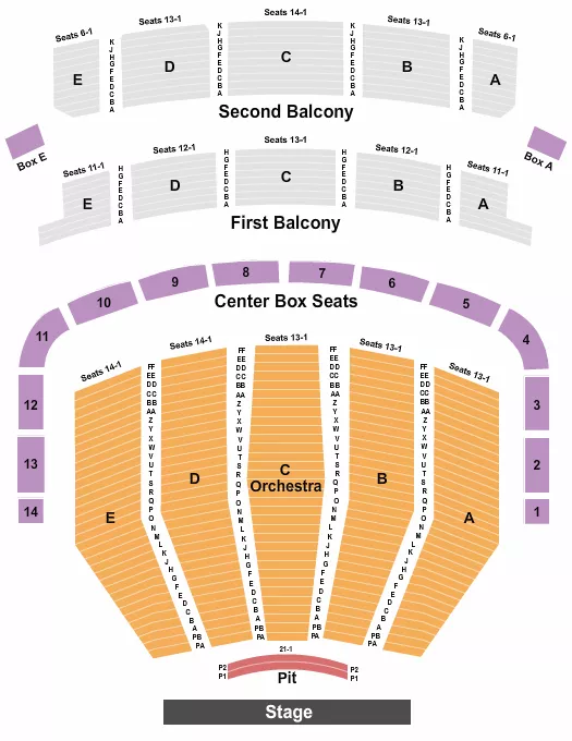 ENDSTAGE NO BALCONY Seating Map Seating Chart