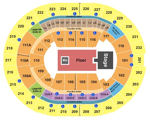 ENDSTAGE GA FLOOR WITH CATWALK Seating Map Seating Chart