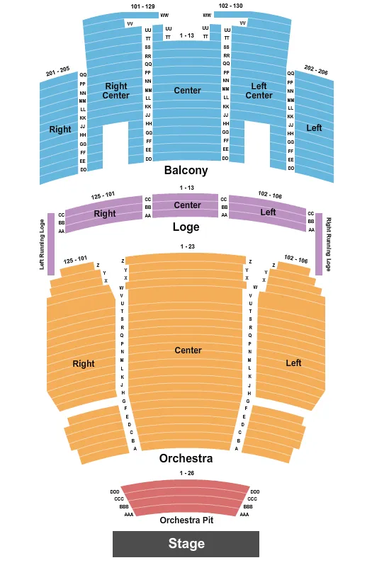 END STAGE Seating Map Seating Chart