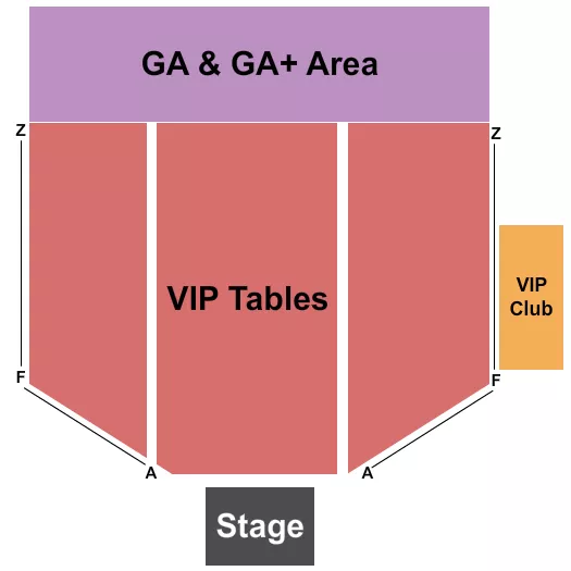 ENDSTAGE VIP RES GA GA Seating Map Seating Chart