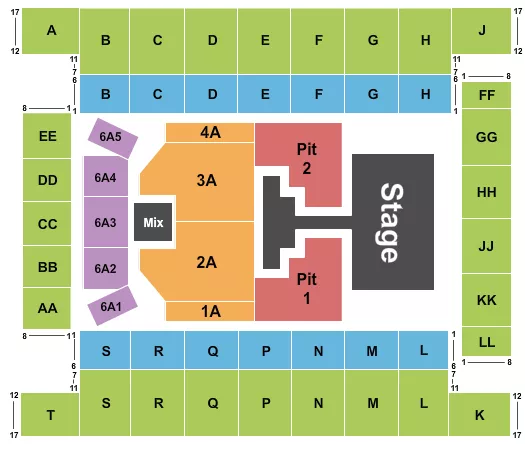 PHIL WICKHAM Seating Map Seating Chart