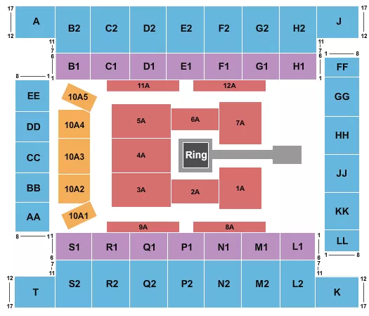 WWE 2 Seating Map Seating Chart