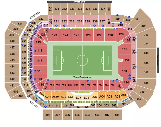 SOCCER Seating Map Seating Chart