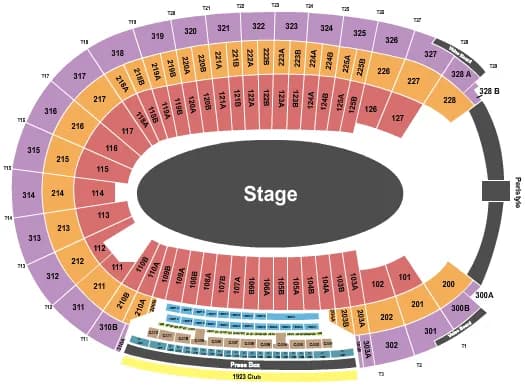 BIG CENTER STAGE Seating Map Seating Chart