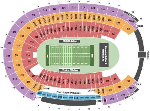 FOOTBALL USC Seating Map Seating Chart