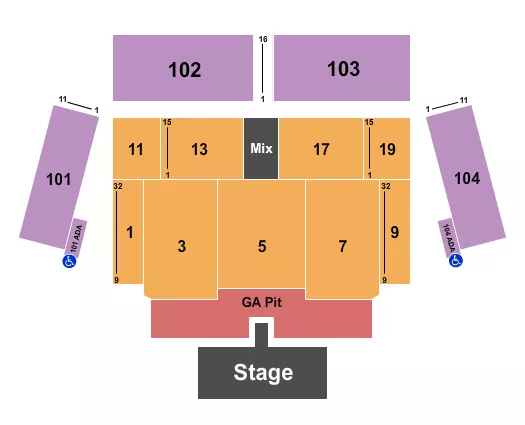 ENDSTAGE GA PIT WITH CATWALK Seating Map Seating Chart